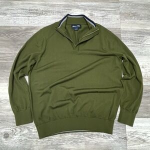 Mizzen + Main Golf Quarter 1/4 Zip Sweater Mens Sz L Large Green Merino‎ Wool